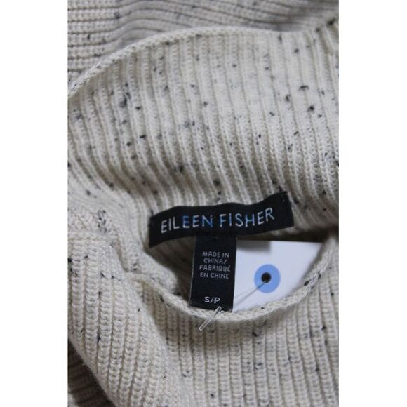 Eileen Fisher Womens Long Sleeve Mock Neck Sweater Dress White Cotton Size Small - Picture 4 of 4